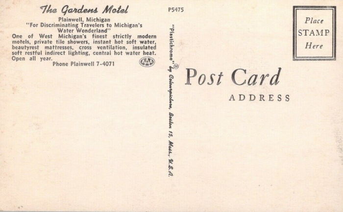 The Gardens Motel (Garden Motel) - Old Postcard View